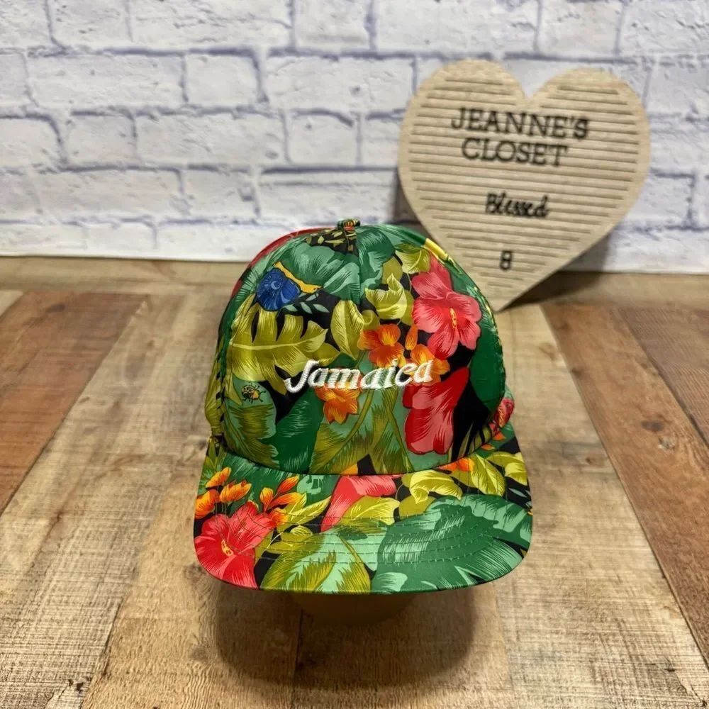 Vintage Jamaica Hawaiian Print Snapback Hat, Nylon Cap